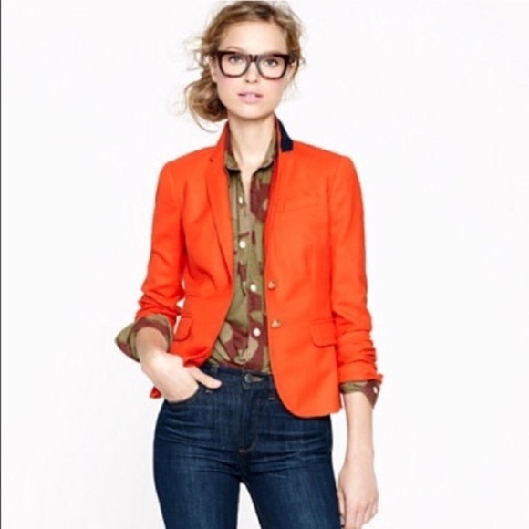 J. Crew Orange Blazer with Gold Buttons. - Picture 1 of 8